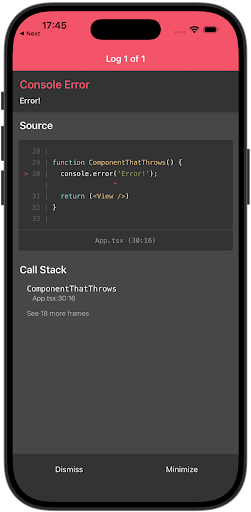 Example error thrown without Owner Stacks